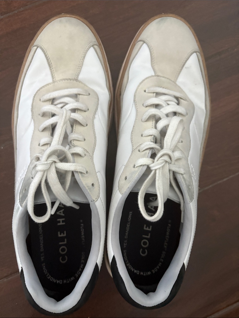 Cole Haan White and Beige Leather & Suede Sneakers